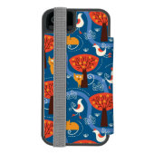 かわいい猫および鳥が付いているパターン INCIPIO iPhoneウォレットケース (フォリオ裏面)