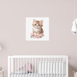 かわいい猫お洒落フローラ ポスター