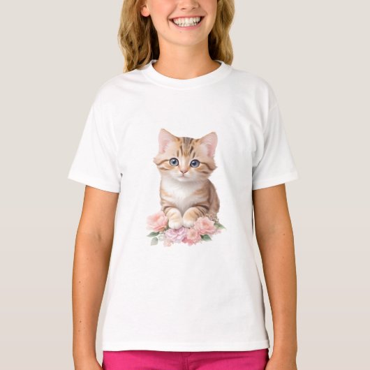 かわいい猫お洒落フローラ Tシャツ (正面)