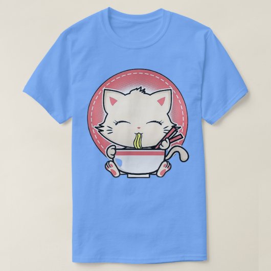 かわいい猫かわいいアニメおたく日本のラーメン Tシャツ (デザイン正面)