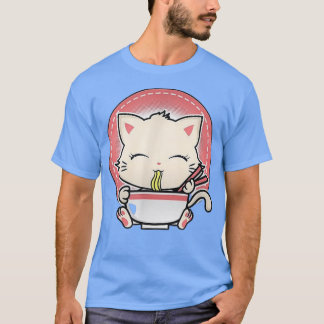 かわいい猫かわいいアニメおたく日本のラーメン Tシャツ