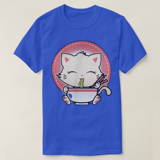 かわいい猫かわいいアニメおたく日本のラーメン Tシャツ (デザイン正面)