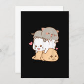 かわいい猫かわいい日本のアニメおたくギフトガールズボー 招待状 (正面/裏面)