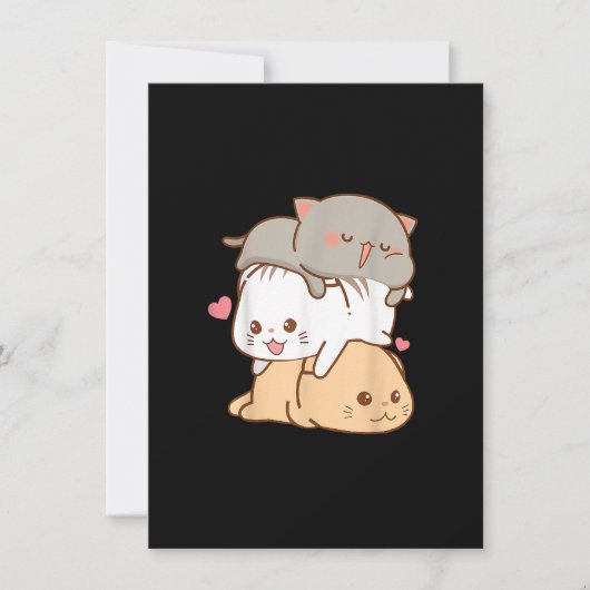 かわいい猫かわいい日本のアニメおたくギフトガールズボー 招待状 (正面)