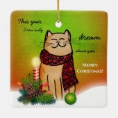 かわいい猫がいない寂しいクリスマス セラミックオーナメント (裏面)