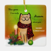 かわいい猫がいない寂しいクリスマス セラミックオーナメント (正面)