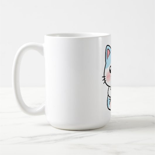 かわいい猫がおいしそうに飲み物を飲んでいる コーヒーマグカップ (左)