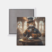 かわいい猫がお茶を飲む マグネット (正面/裏面)