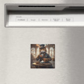 かわいい猫がお茶を飲む マグネット (インサイチュ (食洗機))