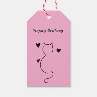 かわいい猫がお誕生日おめでとうと言っています。 ギフトタグ