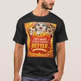 かわいい猫がすべてをより良くする カートゥーン デザイン Tシャツ