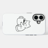 かわいい猫がコーヒーを抱えるミニマルiPhone 16ケース Case-Mate iPhoneケース (裏面 (横))