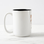 かわいい猫がコーヒーを飲むかわいいデザイン ツートーンマグカップ (左)