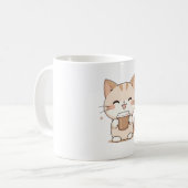 かわいい猫がコーヒーを飲むカワイイデザイン コーヒーマグカップ (正面左)