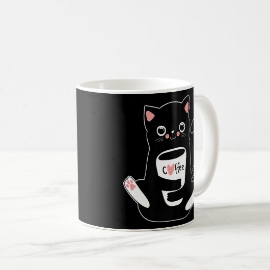 かわいい猫がコーヒーカップラインを持ち運び コーヒーマグカップ (正面右)