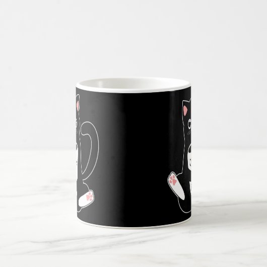 かわいい猫がコーヒーカップラインを持ち運び コーヒーマグカップ (中央)