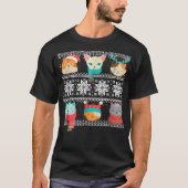 かわいい猫がニャー顔ブスセータークリスマスキ Tシャツ (正面)