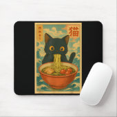 かわいい猫がラーメンを食べる おもしろアニメギフトG マウスパッド (マウス)