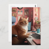かわいい猫が仕事中 ポストカード (正面/裏面)