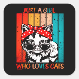 かわいい猫が大好きな女おもしろいの子 スクエアシール