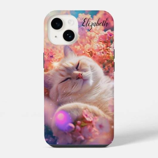 かわいい猫が寝ている iPhoneケース (裏面)