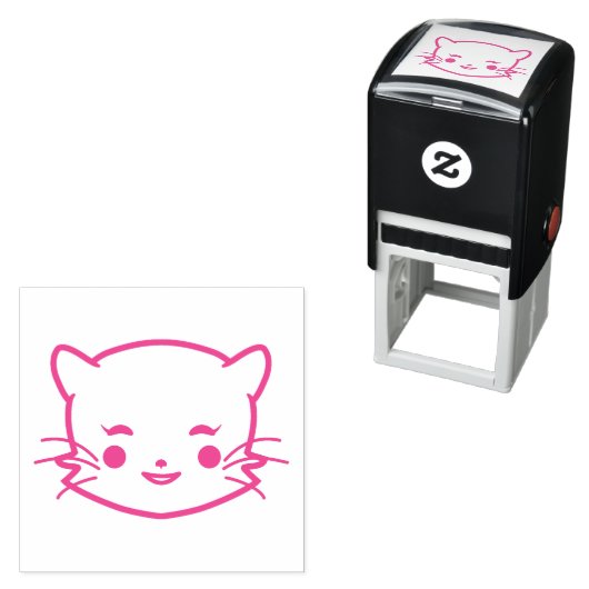 かわいい猫が微笑む セルフインキングスタンプ (インサイチュ)