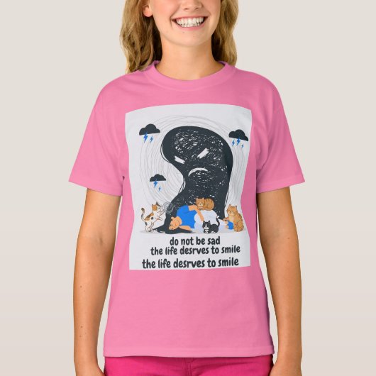 かわいい猫が悲しい人を慰める メンタルヘルスのVect Tシャツ (正面)