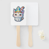 かわいい猫が新年のパーティー ハンドファン (正面&裏面)