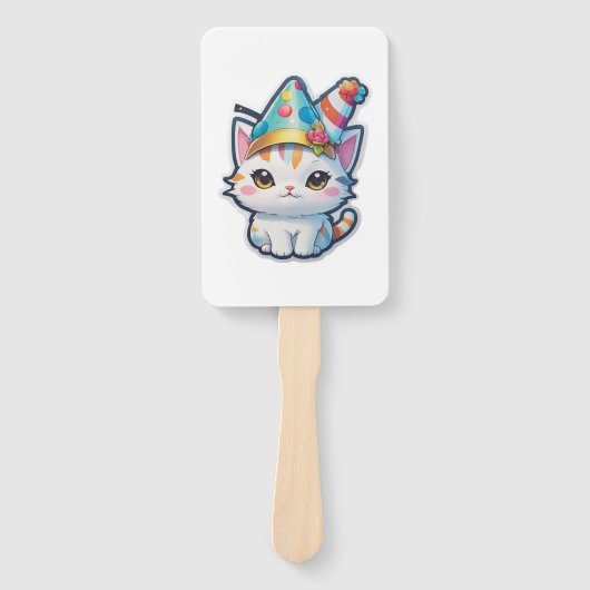 かわいい猫が新年のパーティー ハンドファン (正面)