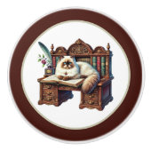 かわいい猫が本を読むコーナー 図書館 読書大好き セラミックノブ (正面)