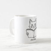 かわいい猫が本を読む コーヒーマグカップ (正面左)