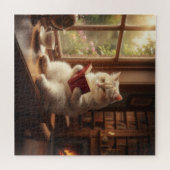 かわいい猫が本を読む ジグソーパズル (横)