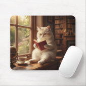 かわいい猫が本を読む マウスパッド (マウス)