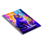 かわいい猫が窓辺に座る愛アート ノートブック (右側)