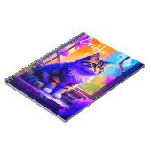 かわいい猫が窓辺に座る愛アート ノートブック (左側)