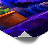 かわいい猫が窓辺に座る愛アート ポスター (角)