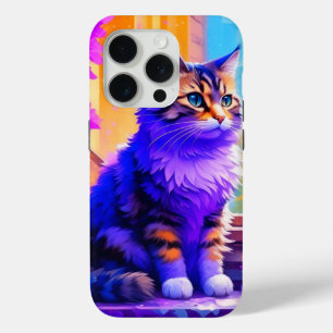 かわいい猫が窓辺に座る愛アート iPhone 15 PROケース