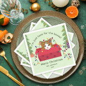 かわいい猫が箱に入ってここにいます ボックスのクリスマスのためです スタンダードカクテルナプキン