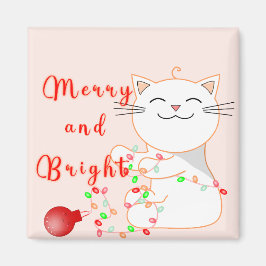 かわいい猫がLEDライトで遊ぶ | クリスマスのプレゼント マグネット