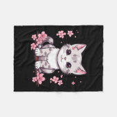 かわいい猫さくらんぼの花私の子猫 フリースブランケット (正面(横))