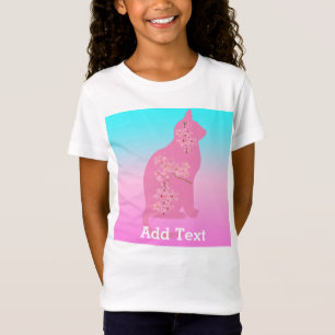 かわいい猫さくらんぼ花桜女の子 Tシャツ