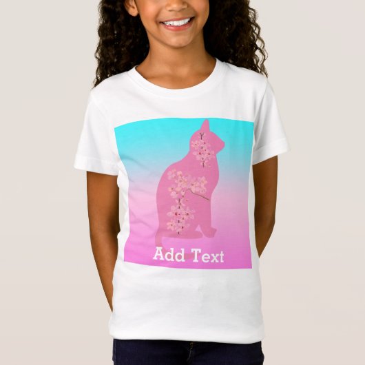 かわいい猫さくらんぼ花桜女の子 Tシャツ (正面)