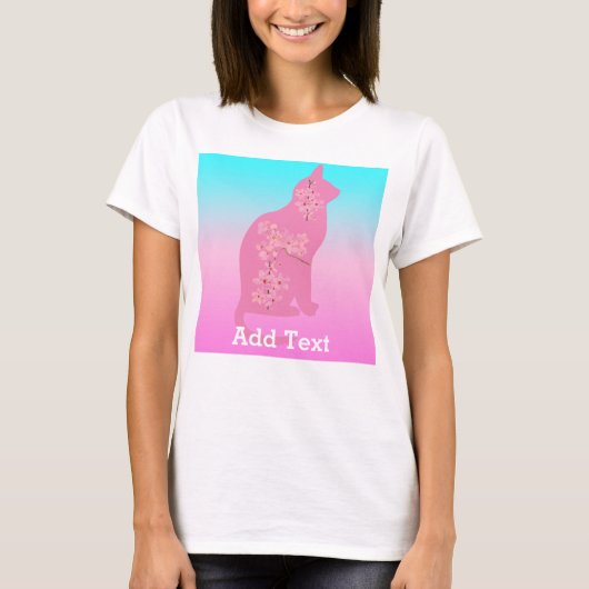 かわいい猫さくらんぼ花桜 Tシャツ (正面)
