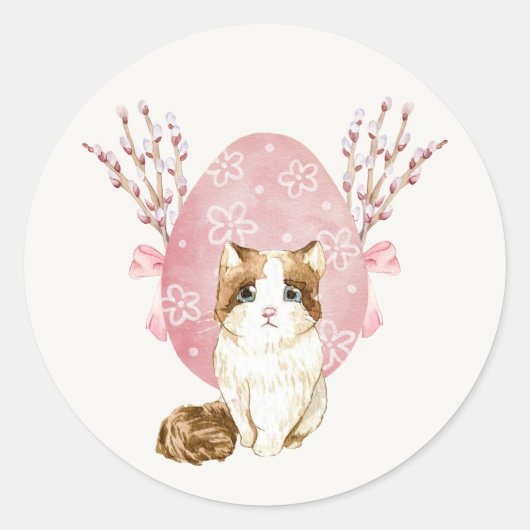 かわいい猫さくら ラウンドシール (正面)
