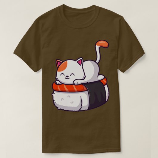 かわいい猫すしサーモン1 Tシャツ (デザイン正面)