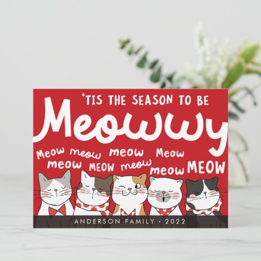 かわいい猫たちおもしろいがカロリングする季節 シーズンカード (スタンド正面)