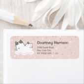 かわいい猫たちかわいいパステルピンククラウド差出人住所 ラベル (インサイチュ)