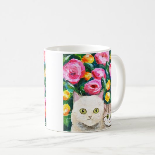 かわいい猫たちかわいらし、母と子猫かわいいな猫好き コーヒーマグカップ (正面右)