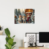 かわいい猫たちがプレッピーな冬の衣装と帽子を身に着けている ポスター (ホームオフィス)