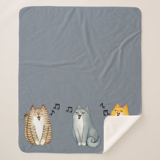 かわいい猫たちがマンガの音楽を子猫に シェルパブランケット (正面)